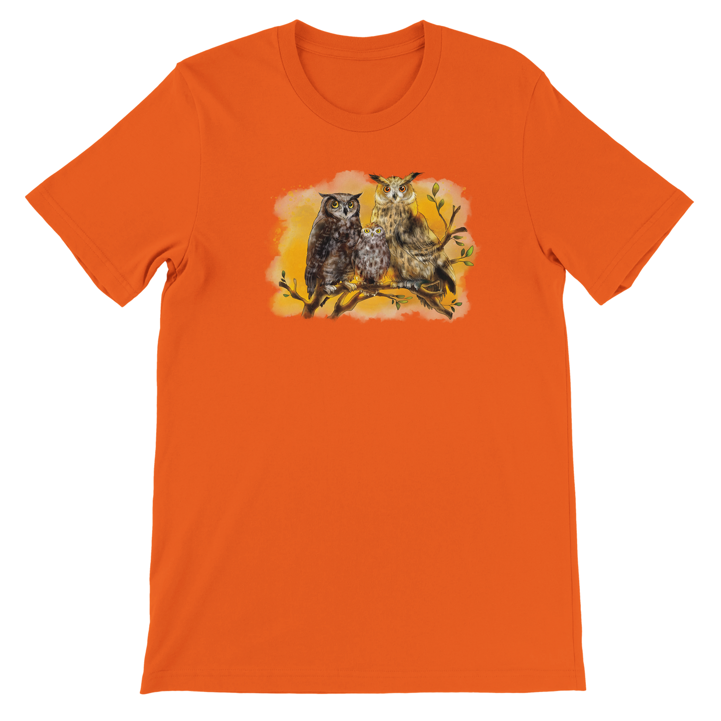Premium T-Shirt "Uhu, Fleckenuhu & Steinkauz"