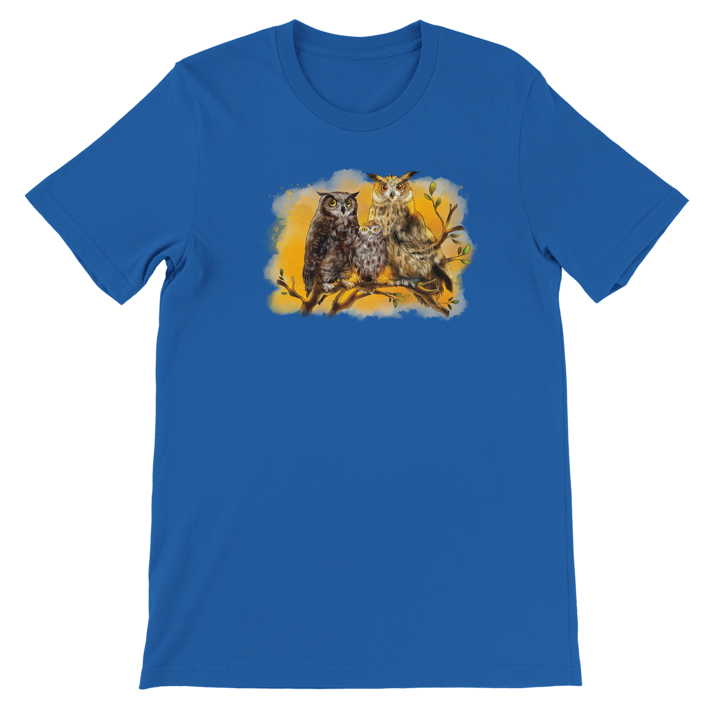 Premium T-Shirt "Uhu, Fleckenuhu & Steinkauz"