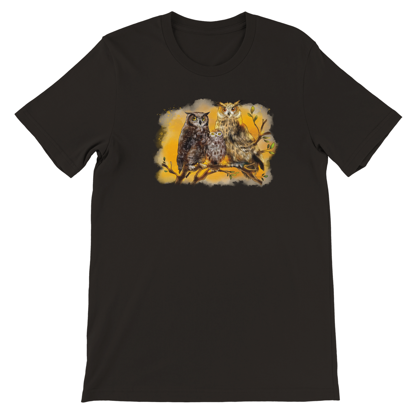 Premium T-Shirt "Uhu, Fleckenuhu & Steinkauz"