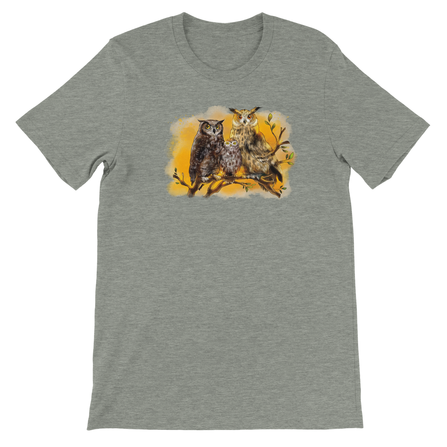 Premium T-Shirt "Uhu, Fleckenuhu & Steinkauz"