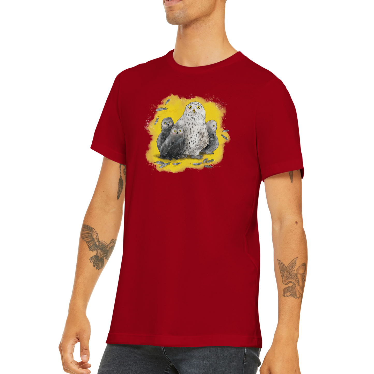 Premium T-Shirt "Schneeeulenfamilie"