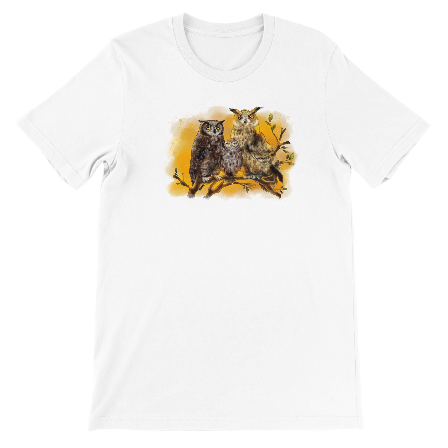 Premium T-Shirt "Uhu, Fleckenuhu & Steinkauz"