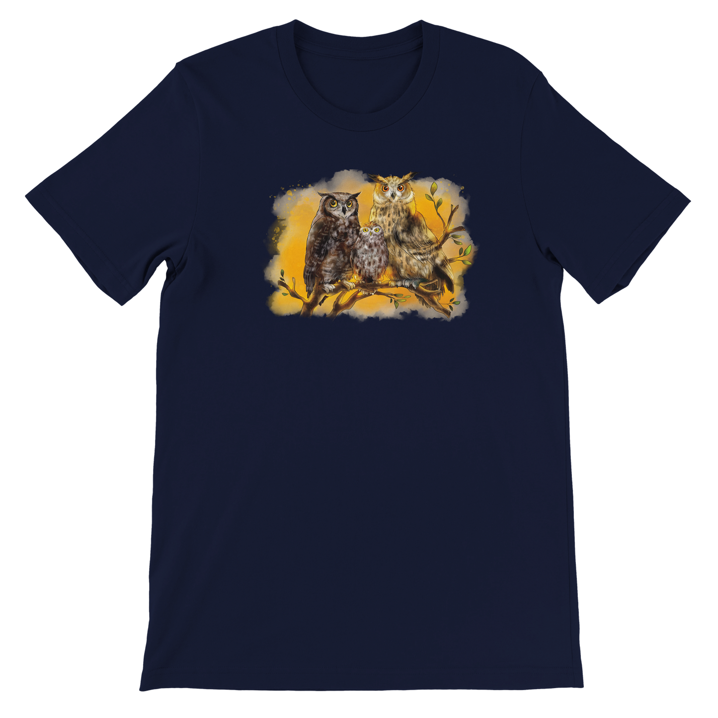 Premium T-Shirt "Uhu, Fleckenuhu & Steinkauz"