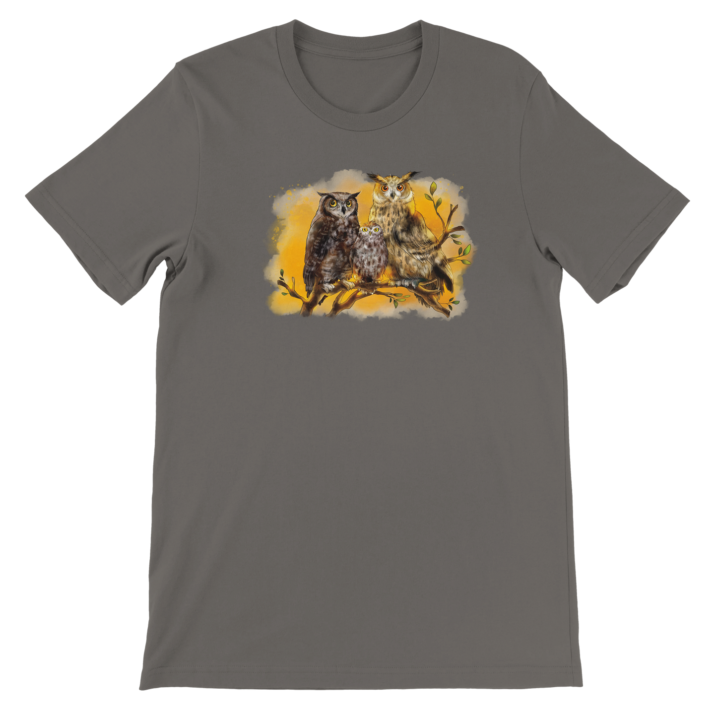 Premium T-Shirt "Uhu, Fleckenuhu & Steinkauz"