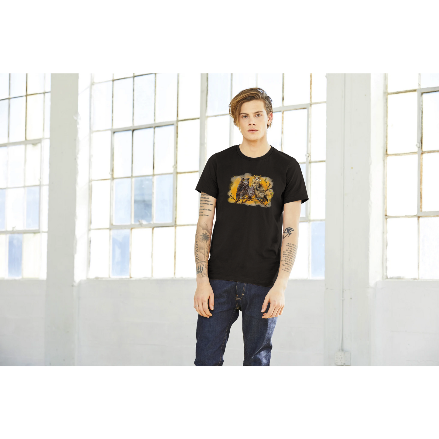 Premium T-Shirt "Uhu, Fleckenuhu & Steinkauz"